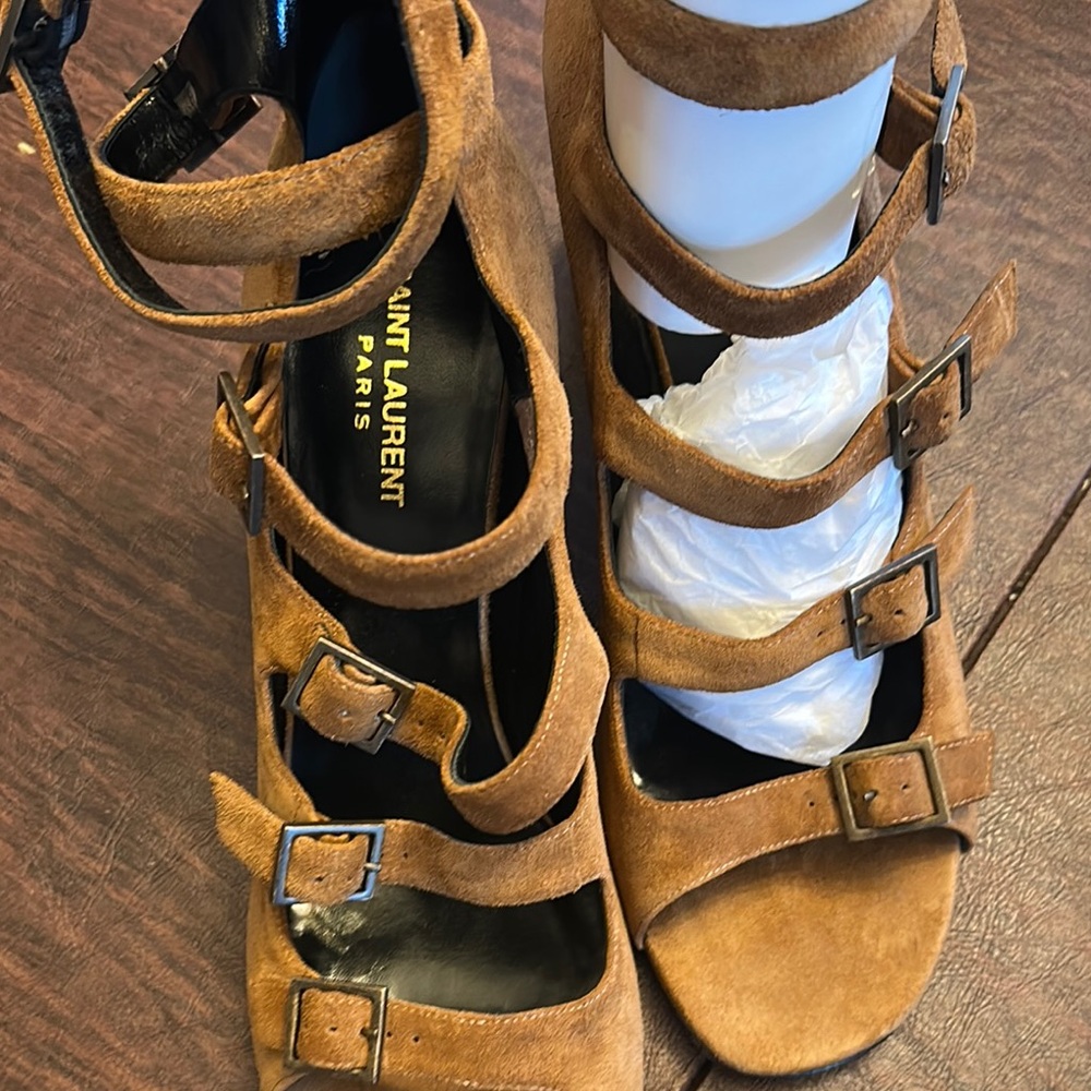 Saint Laurent Women's Tan Suede Sandals